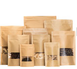 Stand Up Design Kraft Paper Pouch , Custom Printed Resealable Food Bags